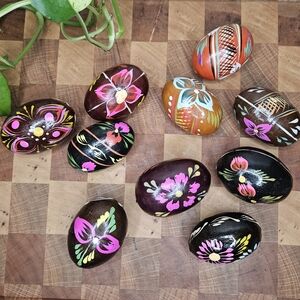 Vintage Hand Painted Eggs Set of 10